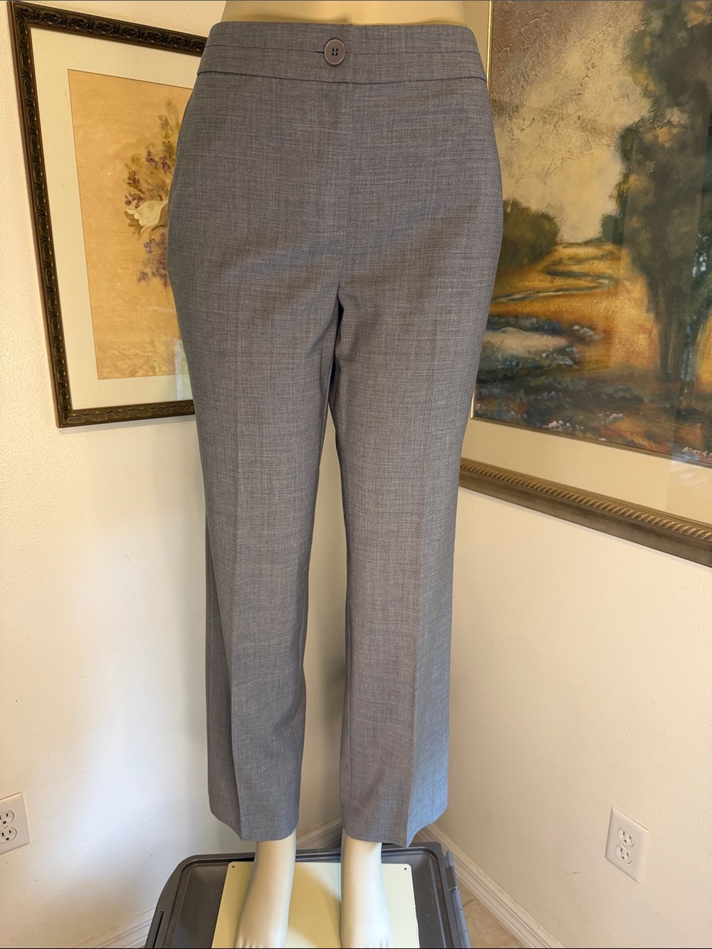 Talbots Pants - Heritage Straight Grey Wool Blend Tweed Flat Front Size 8P NWT